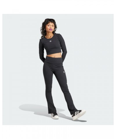 Women's Essentials Ribbed Long Sleeve T-Shirt Black $18.27 Activewear