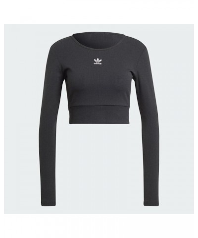 Women's Essentials Ribbed Long Sleeve T-Shirt Black $18.27 Activewear