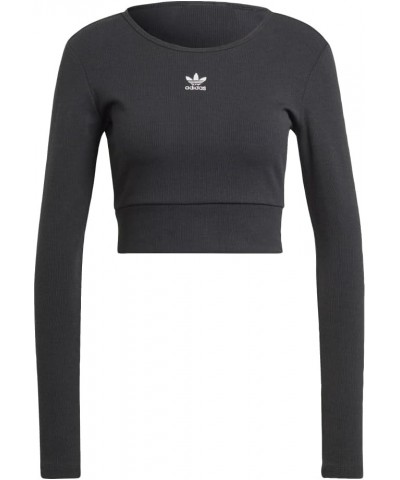 Women's Essentials Ribbed Long Sleeve T-Shirt Black $18.27 Activewear