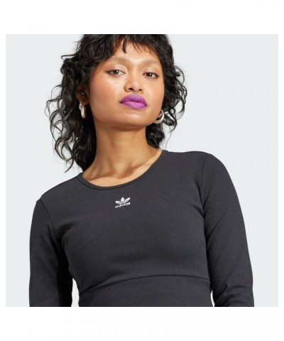 Women's Essentials Ribbed Long Sleeve T-Shirt Black $18.27 Activewear