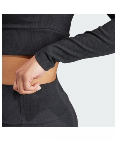 Women's Essentials Ribbed Long Sleeve T-Shirt Black $18.27 Activewear