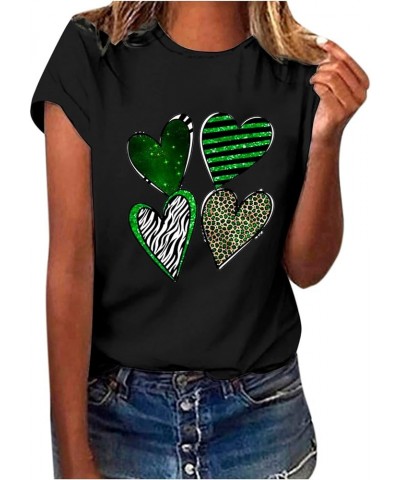 St. Patricks Day Shirts for Women Irish Lucky Clover Graphic Tops Short Sleeve Crewneck Casual Tees Shirt G19 Black $7.52 T-S...