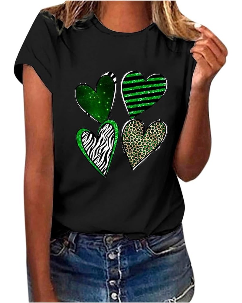 St. Patricks Day Shirts for Women Irish Lucky Clover Graphic Tops Short Sleeve Crewneck Casual Tees Shirt G19 Black $7.52 T-S...