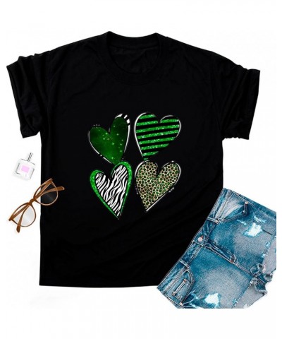 St. Patricks Day Shirts for Women Irish Lucky Clover Graphic Tops Short Sleeve Crewneck Casual Tees Shirt G19 Black $7.52 T-S...