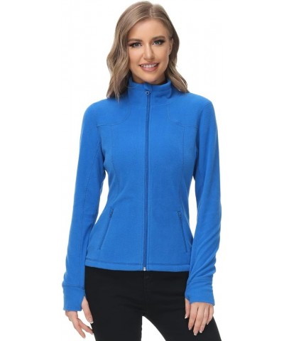 Women's Lightweight Soft Fleece Athletic Running Track Jackets Slim Fit Workout Jacket with Thumb Holes Royal Blue $17.27 Jac...