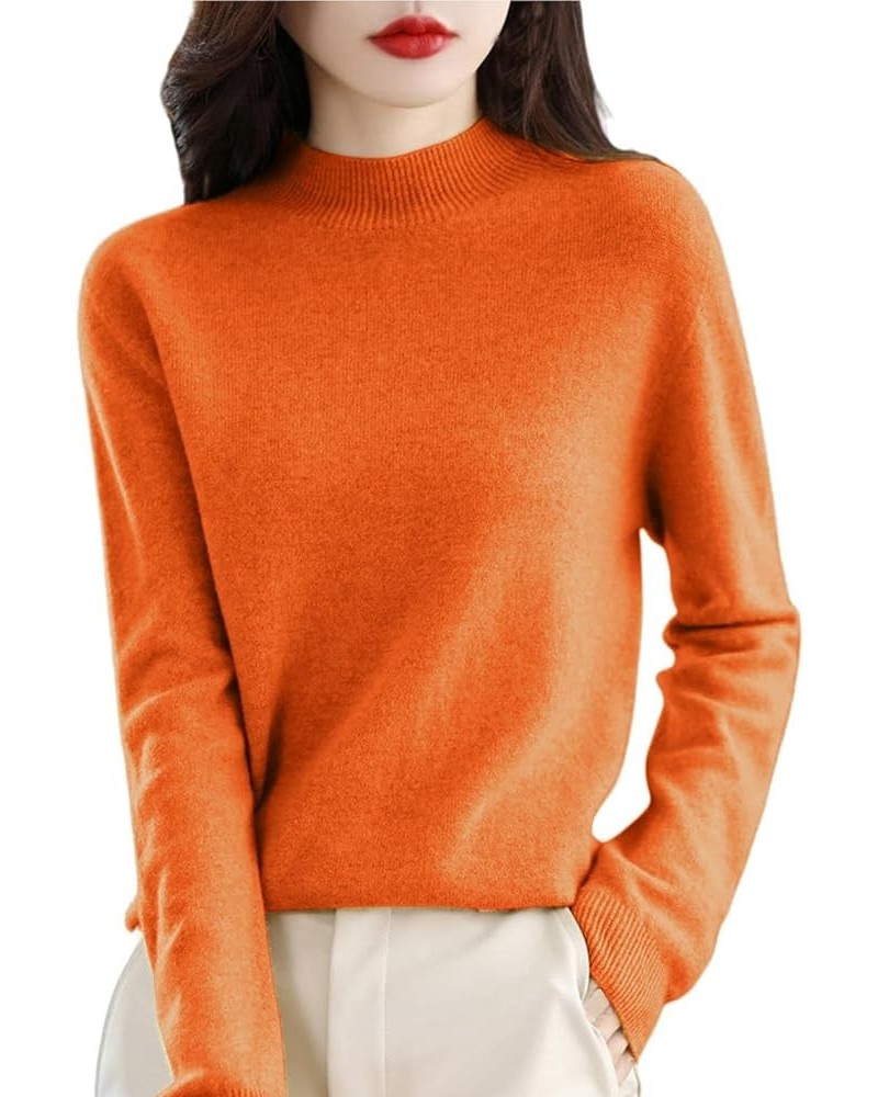 Womens Sweaters, Cashmere Sweaters for Women, 100% Cashmere Long Sleeve Crew Neck Soft Warm Pullover Knit Jumpers B01-orange ...