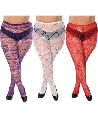 Fishnet Women's Lace Stockings Tights Sexy Pantyhose Regular & Plus Sizes (Pack of 6) Multi $10.40 Socks