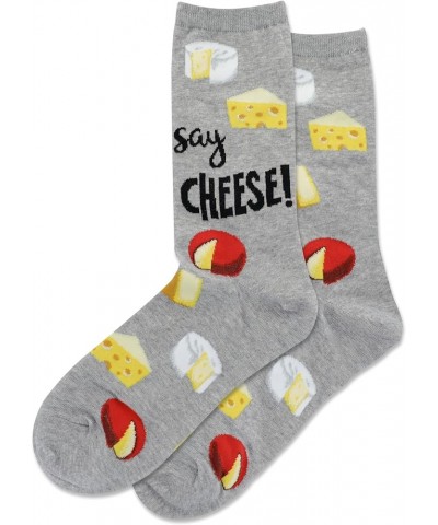 Women's Fun Food & Drink Crew Socks-1 Pair Pack-Cool & Cute Pop Culture Gifts Say Cheese (Gray Heather) $6.62 Socks