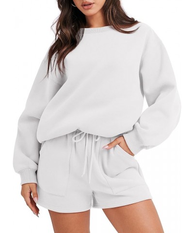 Women 2 Piece Outfits Sweatsuit Oversized Sweatshirt Shorts Lounge Fashion Casual Pajamas Tacksuit Matching Sets White $17.35...