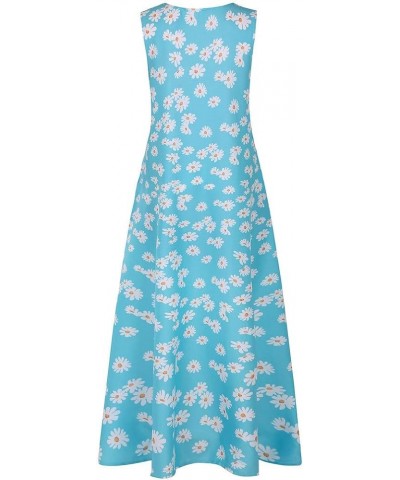 Women Plus Size Starry Sky Print Dress Casual Sleeveless Vintage Bohemian V Neck Maxi Dresses B-sky Blue $8.66 Dresses