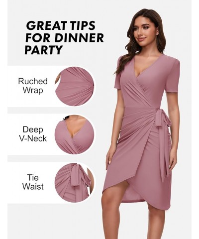 Women's Wrap Bodycon Mini Dress V-Neck Sheath Dress Ruched Cocktail Party Dress Blush $20.66 Dresses