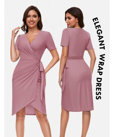 Women's Wrap Bodycon Mini Dress V-Neck Sheath Dress Ruched Cocktail Party Dress Blush $20.66 Dresses