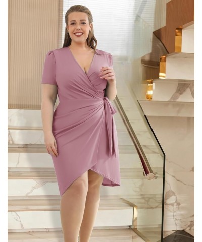 Women's Wrap Bodycon Mini Dress V-Neck Sheath Dress Ruched Cocktail Party Dress Blush $20.66 Dresses