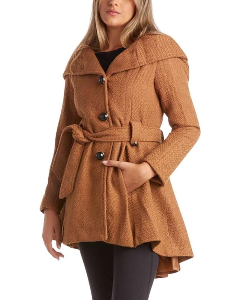 Women's Coat – Single Breasted Wool Peacoat with Oversized Hood, Tie Belt – Lightweight Jacket for Women (S-XL) Camel $22.92 ...