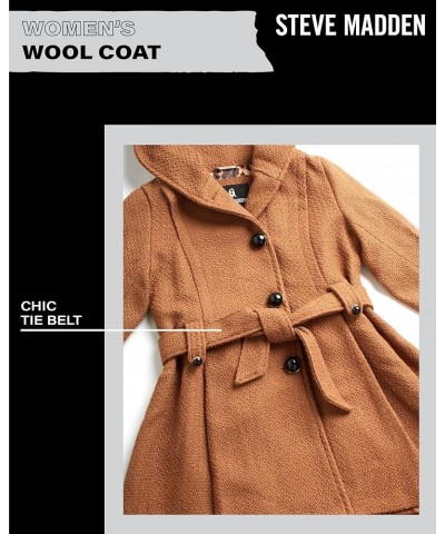 Women's Coat – Single Breasted Wool Peacoat with Oversized Hood, Tie Belt – Lightweight Jacket for Women (S-XL) Camel $22.92 ...