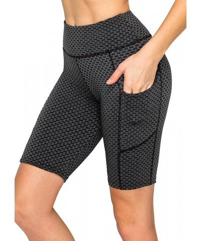 Women's Honeycomb Compression Shorts - High Waist Slimming Butt Lift Textured Workout Shorts Gsbk1170-4050 / Charcoal $12.36 ...