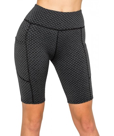 Women's Honeycomb Compression Shorts - High Waist Slimming Butt Lift Textured Workout Shorts Gsbk1170-4050 / Charcoal $12.36 ...