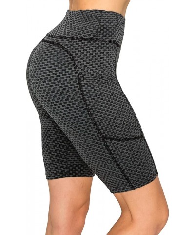 Women's Honeycomb Compression Shorts - High Waist Slimming Butt Lift Textured Workout Shorts Gsbk1170-4050 / Charcoal $12.36 ...