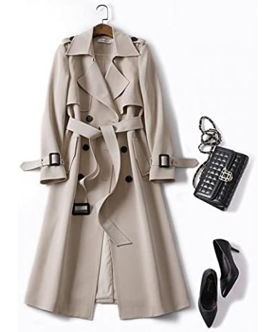 UKTZFBCTW Autumn Long Women Trench Lace Up Waist Casual Solid V Neck Overcoat Long Sleeve Windbreaker Female Trench 11 $25.74...