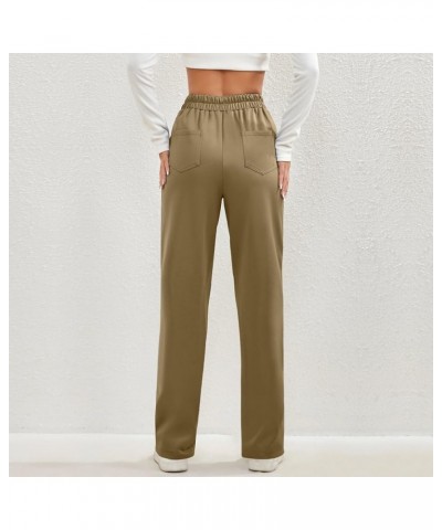 High Waisted Pants for Women,2024 Spring Straight Wide Leg Pant Stretchy Office Work Trouser Cargo Sweatpant A-brown $9.38 Pants