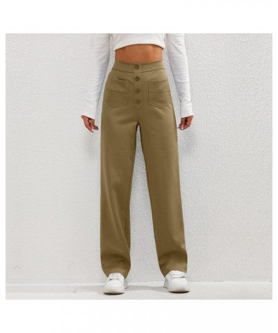 High Waisted Pants for Women,2024 Spring Straight Wide Leg Pant Stretchy Office Work Trouser Cargo Sweatpant A-brown $9.38 Pants