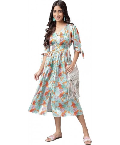 Women's Day Orange Satin Digital Floral Printed Flared Dress Orange $20.64 Dresses