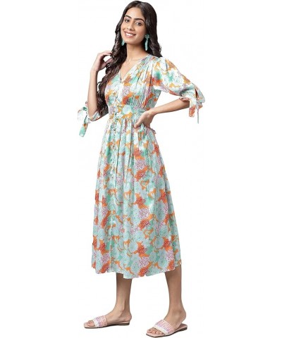 Women's Day Orange Satin Digital Floral Printed Flared Dress Orange $20.64 Dresses