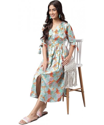 Women's Day Orange Satin Digital Floral Printed Flared Dress Orange $20.64 Dresses