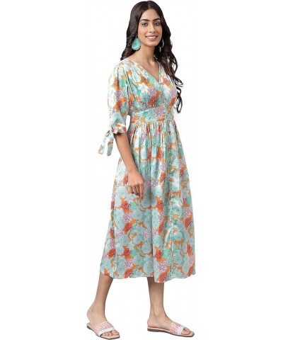 Women's Day Orange Satin Digital Floral Printed Flared Dress Orange $20.64 Dresses