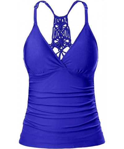 Tankini Top for Women V Neck Tummy Control Swim Top Ruched Bathing Suit Top Only No Bottom Royal Blue $19.79 Swimsuits