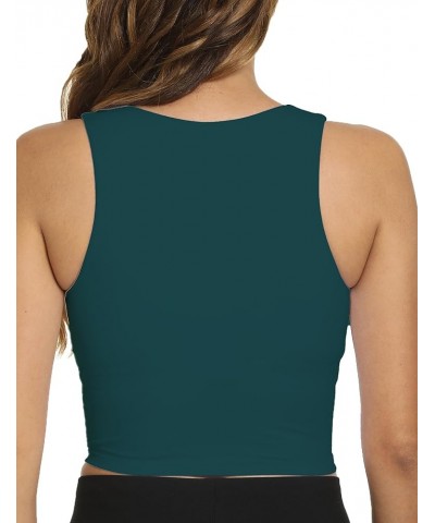 Women Double Lined Sleeveless Tank Tops Halter Neck Slim Racerback Cropped Workout Yoga Running Tank No Padding Dark Green $1...