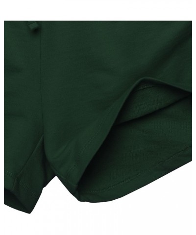 Women's French Terry Drawstring Elastic High Waist Shorts Hunter Green $10.99 Activewear