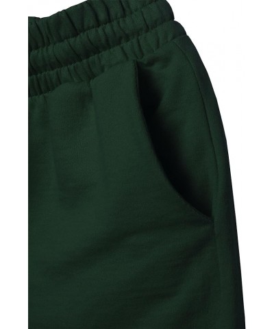 Women's French Terry Drawstring Elastic High Waist Shorts Hunter Green $10.99 Activewear