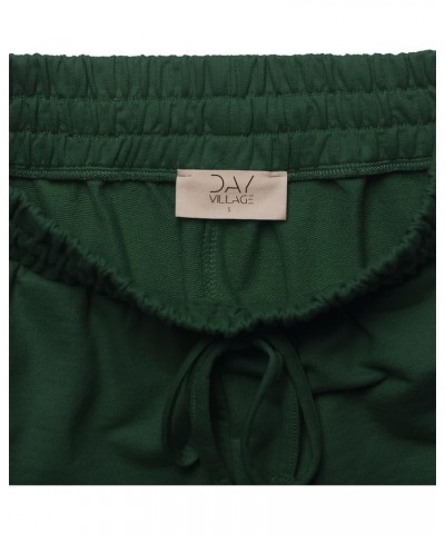 Women's French Terry Drawstring Elastic High Waist Shorts Hunter Green $10.99 Activewear