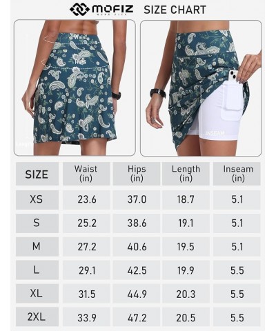 Knee Length Skorts Skirts for Women Tennis Athletic Golf Skort with Pockets High Waist Pattern 1-dark Green $16.80 Skorts