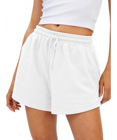 Womens Sweat Shorts Casual Summer Athletic Shorts Comfy Shorts Spring Outfits Fall Fashion Clothes 2024 White $14.49 Activewear