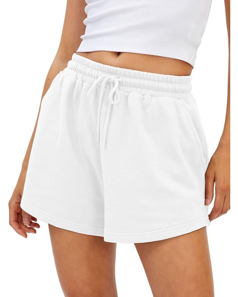 Womens Sweat Shorts Casual Summer Athletic Shorts Comfy Shorts Spring Outfits Fall Fashion Clothes 2024 White $14.49 Activewear