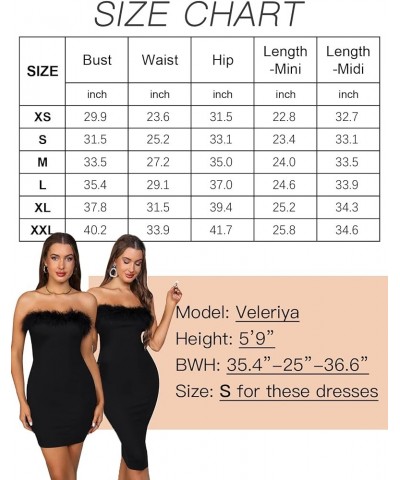 Women's 2023 Feather Tube Dress Bodycon Mini Midi Cocktail Evening Party Club Dress White, Mini $22.50 Dresses