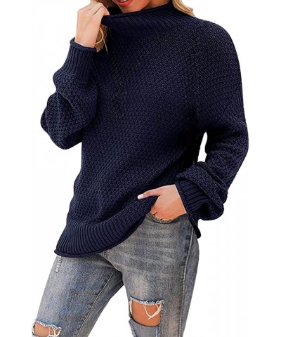 Tunics for Women Large Sweater Batwing Long Sleeve Pullover Loose Knit Pullover Sweater Women Pullover Sweaters Navy $11.50 S...