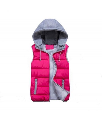 Women Sleeveless Jacket Winter Ultralight Down Cotton Vest Female Slim Vest Women's Windproof Warm Waistcoat Warm Rose Red $2...