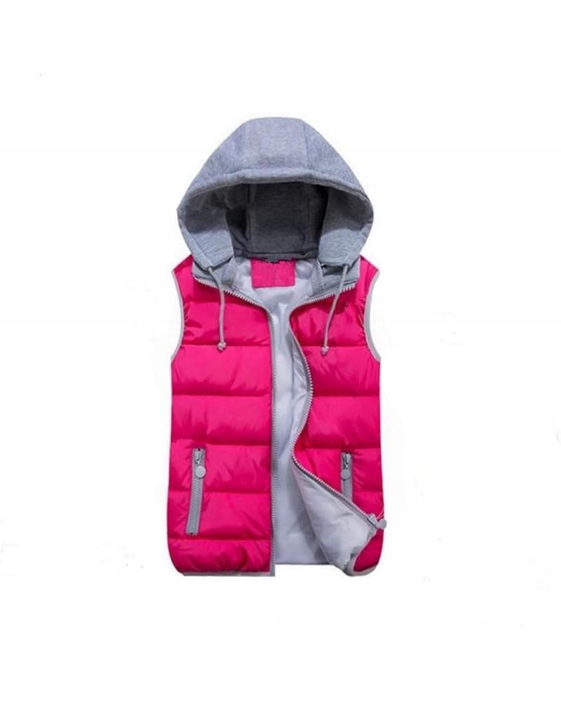 Women Sleeveless Jacket Winter Ultralight Down Cotton Vest Female Slim Vest Women's Windproof Warm Waistcoat Warm Rose Red $2...