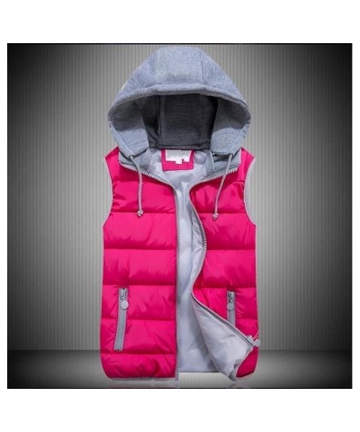 Women Sleeveless Jacket Winter Ultralight Down Cotton Vest Female Slim Vest Women's Windproof Warm Waistcoat Warm Rose Red $2...