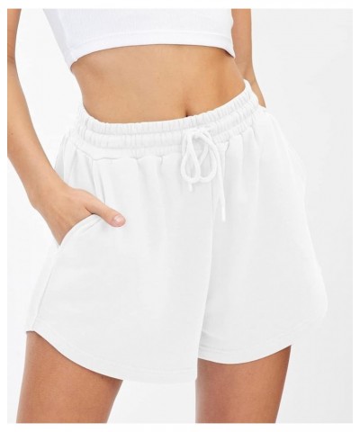 Womens Sweat Shorts Casual Summer Athletic Shorts Comfy Shorts Spring Outfits Fall Fashion Clothes 2024 White $14.49 Activewear