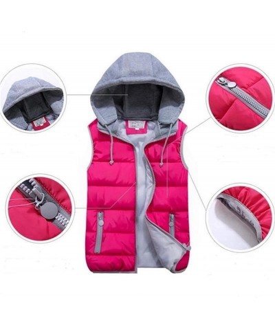 Women Sleeveless Jacket Winter Ultralight Down Cotton Vest Female Slim Vest Women's Windproof Warm Waistcoat Warm Rose Red $2...