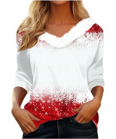 Christmas Sweaters For Women 2023 Fashion Cute Snowman Christmas Tree Graphic Fleece Collar V-Neck Long Sleeve Pullover Tops ...