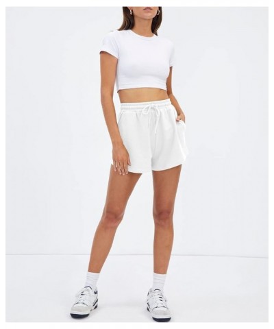 Womens Sweat Shorts Casual Summer Athletic Shorts Comfy Shorts Spring Outfits Fall Fashion Clothes 2024 White $14.49 Activewear