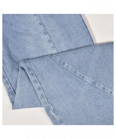 Summer Ripped Strapless Denim Jumpsuit Women's Wide Leg Washed Jeans Rompers Deep V Neck Back Zipper Overalls A3-blue $30.15 ...