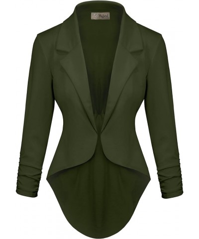 Women's Casual Work Comfy Open Front High Low Notch Lapel Office Blazer Jacket Made in USA 1073t-olive $14.24 Blazers