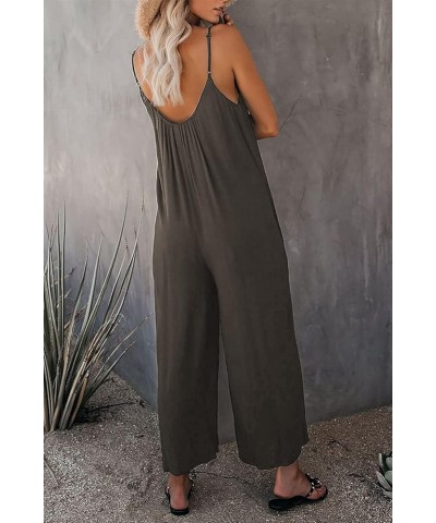 Women's Loose Sleeveless Jumpsuits Spaghetti Strap Stretchy Long Pant Romper Jumpsuit Harem Long Pants Overalls With Pockets ...