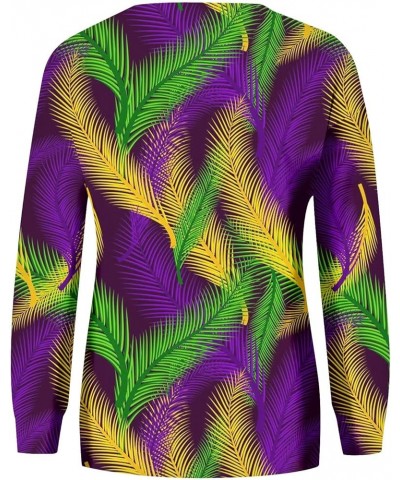 Mardi Gras Sweatshirt For Women,2024 Spring Trendy Print Graphic Tees Long Sleeve Shirts,Crewneck Sweatshirt Holiday Outfits ...